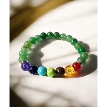 Pulseira Sete Chakras com pedra jade