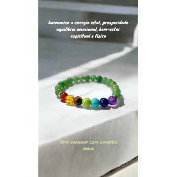 Pulseira Sete Chakras com pedra jade