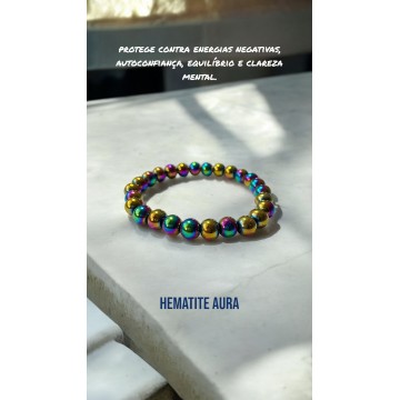 Pulseira Hematite Aura ou Arco-íris