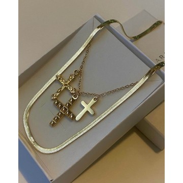 Triple cross necklace