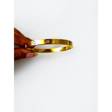 Pulseira trevos e cristais dourada aço inoxidável