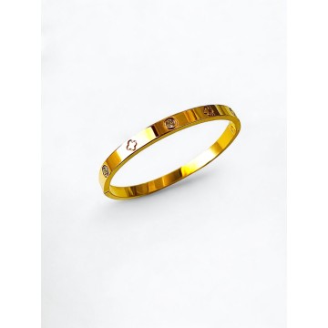 Pulseira trevos e cristais dourada aço inoxidável