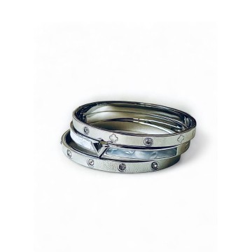 Pulseira trevos e cristais prateada aço inoxidável