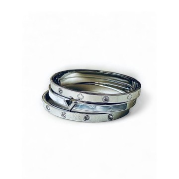 Pulseira brilhos prateada aço inoxidável