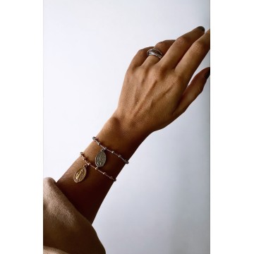 Pulseira Medalha Nossa Senhora aço inoxidável