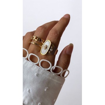 Anel luxury vibes dourado aço
