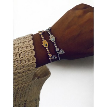 Pulseira Mystic Hamsa prateada– Amuleto da Luz e Proteção