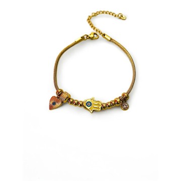 Pulseira Mystic Hamsa dourada - Amuleto da Luz e Proteção