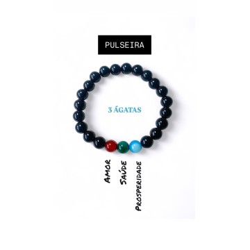 Pulseira Tríade Energética- Onyx e 3 Ágatas