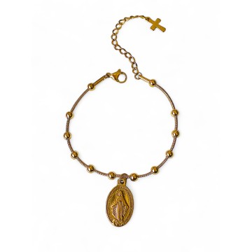 Pulseira Nossa Senhora dourada aço inoxidável
