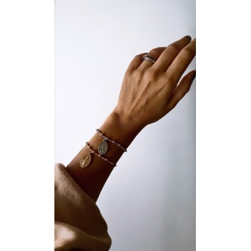 Pulseira Nossa Senhora dourada aço inoxidável