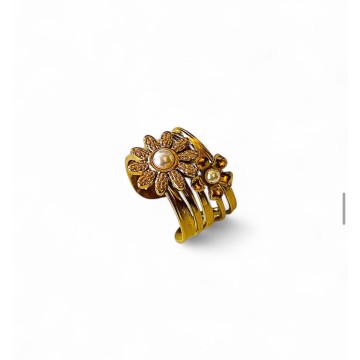 Anel Flor de Luz Malmequer aço dourado