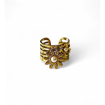 Anel Flor de Luz Malmequer aço dourado