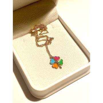 Colored clover necklace