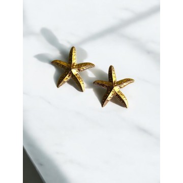 Brincos Estrela do mar aço dourado