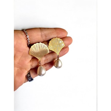 Brincos Gota Pearl aço dourado