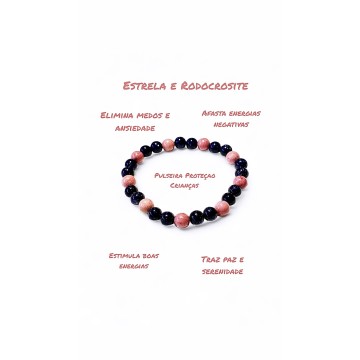 Pulseira proteção crianças Estrela e Rodocrosite