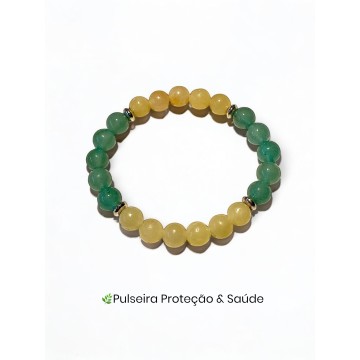 Pulseira Protecão e Saúde quartzo verde e calcite amarela