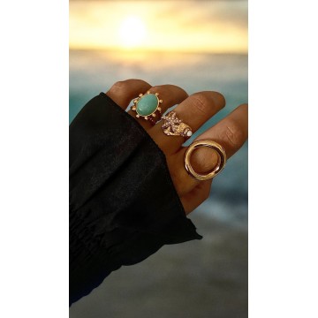 Anel estrela do mar aço dourado