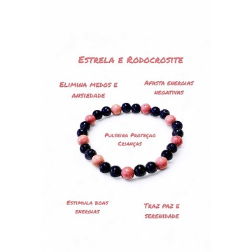 Pulseira de Proteção Infantil – Pedra Estrela & Rodocrosite