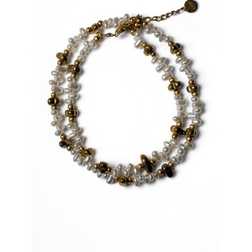 Colar Golden Pearls com hematitas