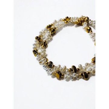 Colar Golden Pearls com hematitas
