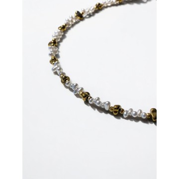 Colar Golden Pearls com hematitas