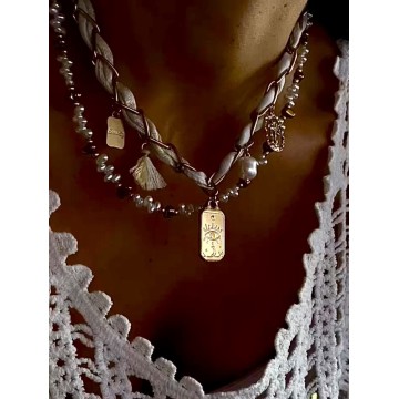 Colar Golden Pearls com hematitas