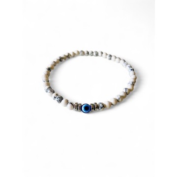 Pulseira Howlita branca com olho turco 6mm