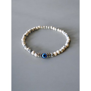 Pulseira Howlita branca com olho turco 6mm