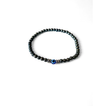 Pulseira Hematite com olho turco 6mm