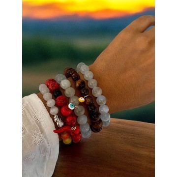 Pulseira Howlita vermelha 10mm