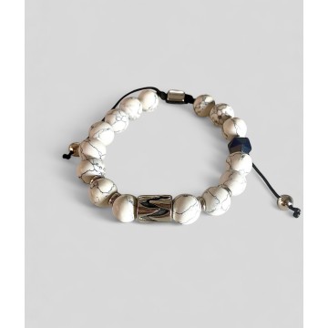Pulseira Howlita Branca Homem AÇO