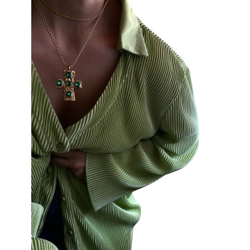 Colar Royal Cross pedras verdes