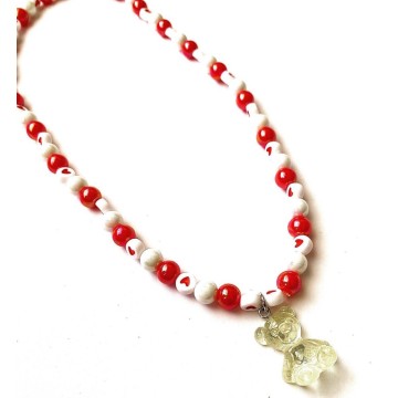 Red teddy necklace