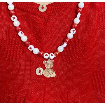 Red teddy necklace