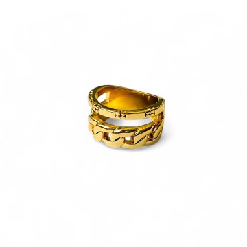 ANEL DOUBLE ONE – AÇO INOXIDÁVEL COM BANHO DE OURO 18K