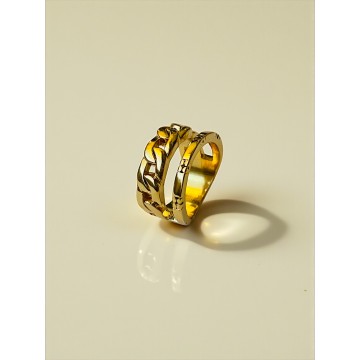 ANEL DOUBLE ONE – AÇO INOXIDÁVEL COM BANHO DE OURO 18K
