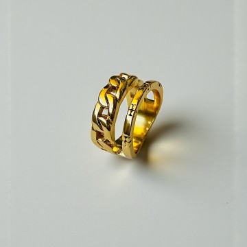 ANEL DOUBLE ONE – AÇO INOXIDÁVEL COM BANHO DE OURO 18K
