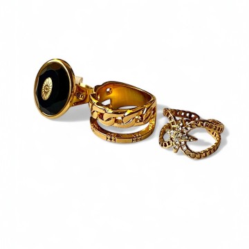 ANEL DOUBLE ONE – AÇO INOXIDÁVEL COM BANHO DE OURO 18K