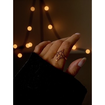 ANEL NÓ DA BRUXA DOURADO AÇO AJUSTÁVEL