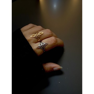 ANEL NÓ DA BRUXA DOURADO AÇO AJUSTÁVEL