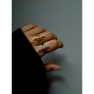 ANEL NÓ DA BRUXA DOURADO AÇO AJUSTÁVEL