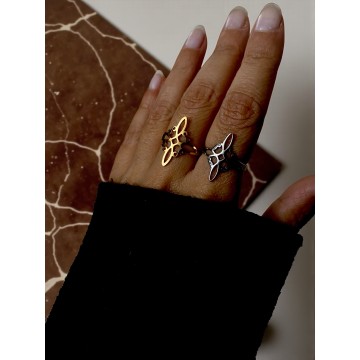 ANEL NÓ DA BRUXA DOURADO AÇO AJUSTÁVEL