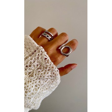 ANEL CÍRCULO INFINITO AÇO PRATEADO