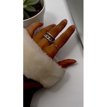 ANEL DOUBLE ONE AÇO PRATEADO