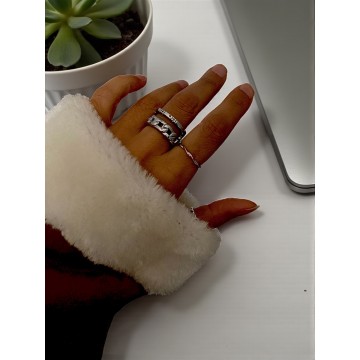 ANEL DOUBLE ONE AÇO PRATEADO