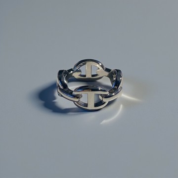 ANEL ÂNCORA AÇO PRATEADO