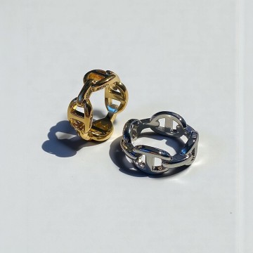 ANEL ÂNCORA AÇO PRATEADO