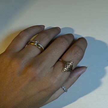 ANEL NÓ DA BRUXA DOURADO AÇO AJUSTÁVEL